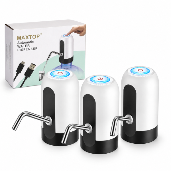 Automatic Water Bottle Dispenser Pump, USB Rechargeable Electric Water Pump for 20 Litre Bottle Can, Portable Drinking Water Dispenser (Pack of 3)