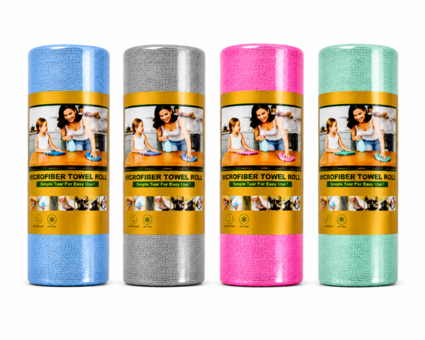 Microfiber Cleaning Cloth Roll, 20 Sheets, 25 x 25 cm Multicolour